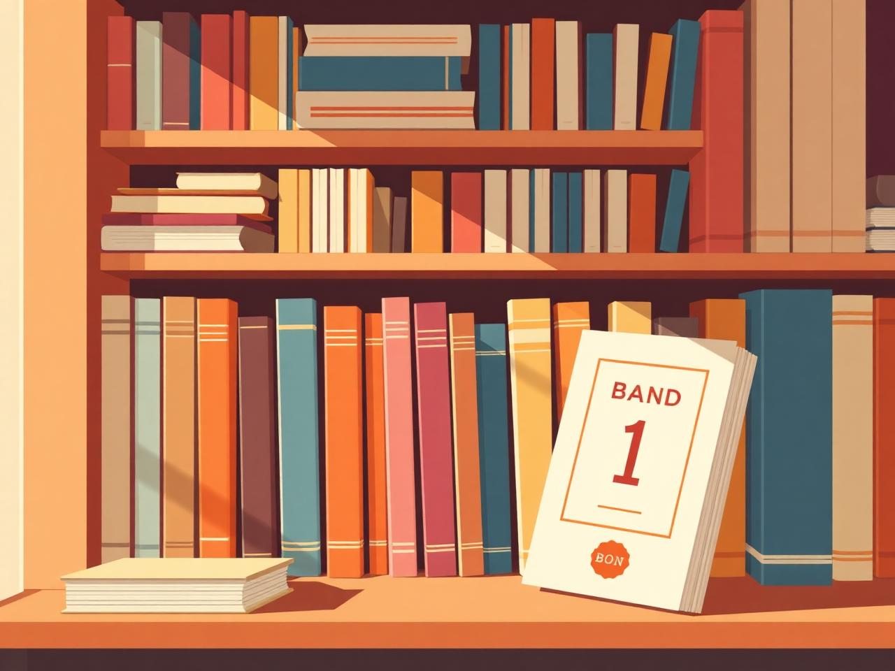 Sortiertes Bücherregal mit Band-1-Hervorhebung